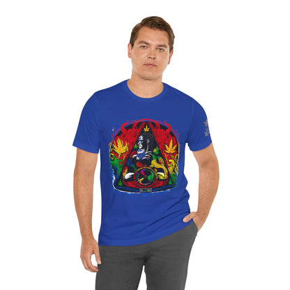 High Roller Sacred Buddha Cannabis T-Shirt - Premium 420 Spiritual Meditation Enlightenment Botanical Artistry Apparel