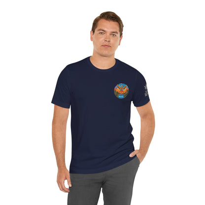 Cannabis Paradise Circle Tee - Tropical Sunset Art Design | High Roller