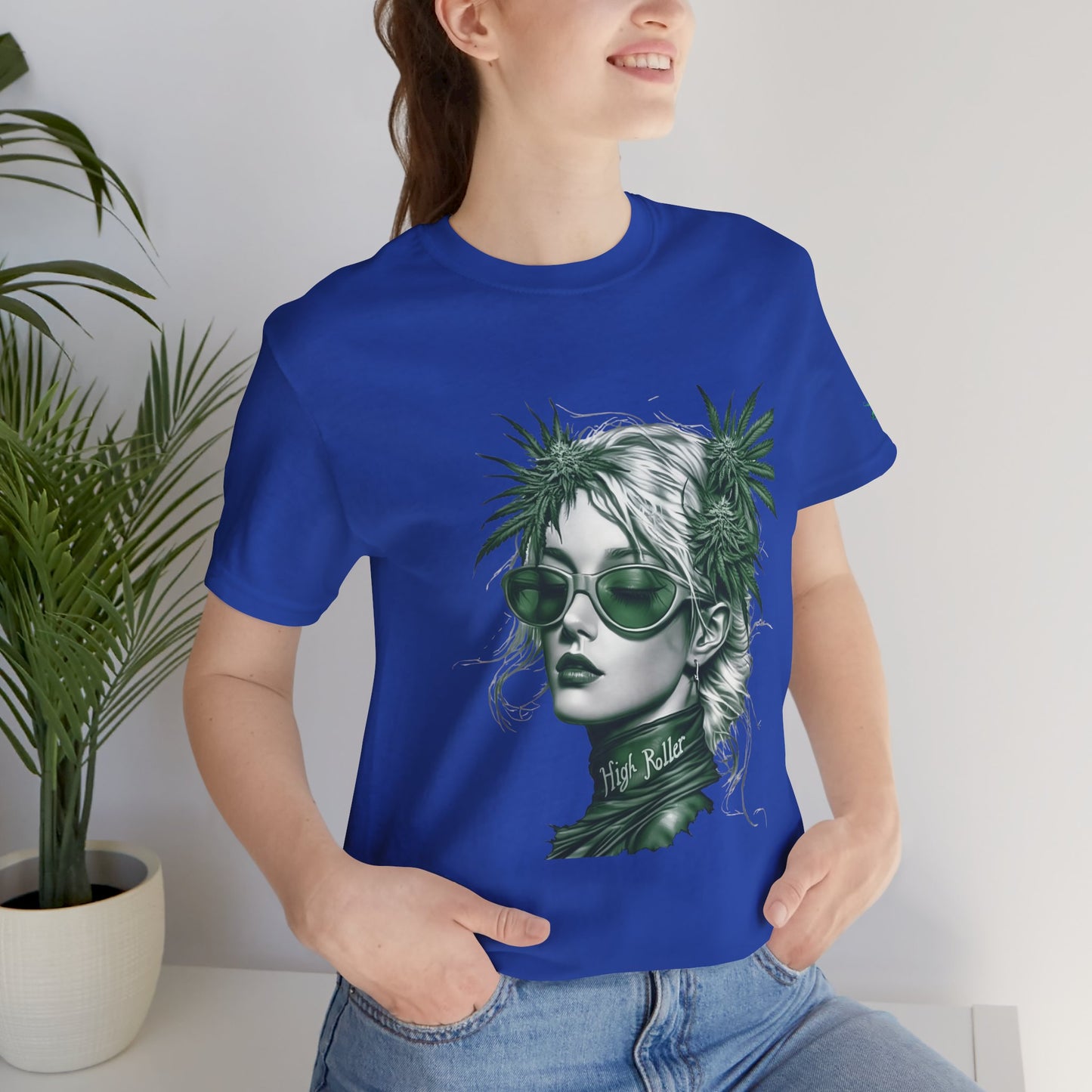 Green Queen T-Shirt - Premium Airlume Cotton Cannabis Crown Portrait Art Tee