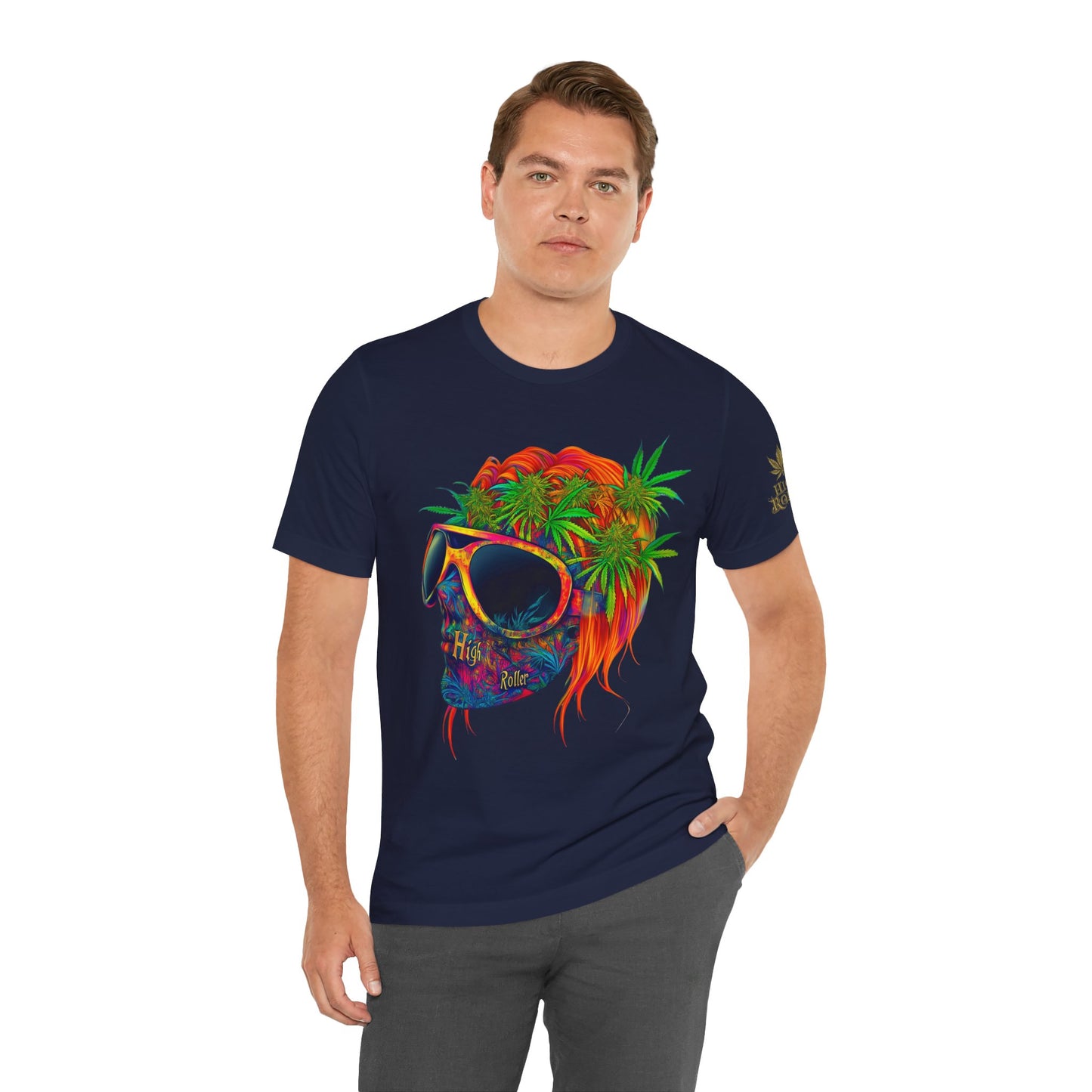 Tropical Cannabis Skull Tee - Paradise Vibes Art Design | High Roller