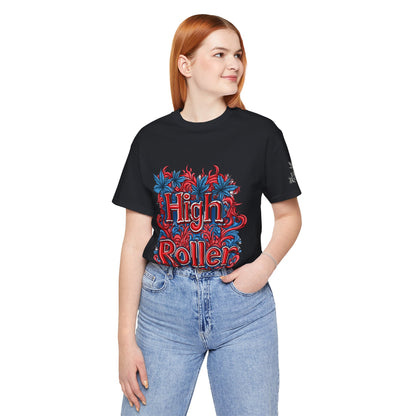 High Roller Ornate Logo Tee - Cannabis Typography Art Design | High Roller
