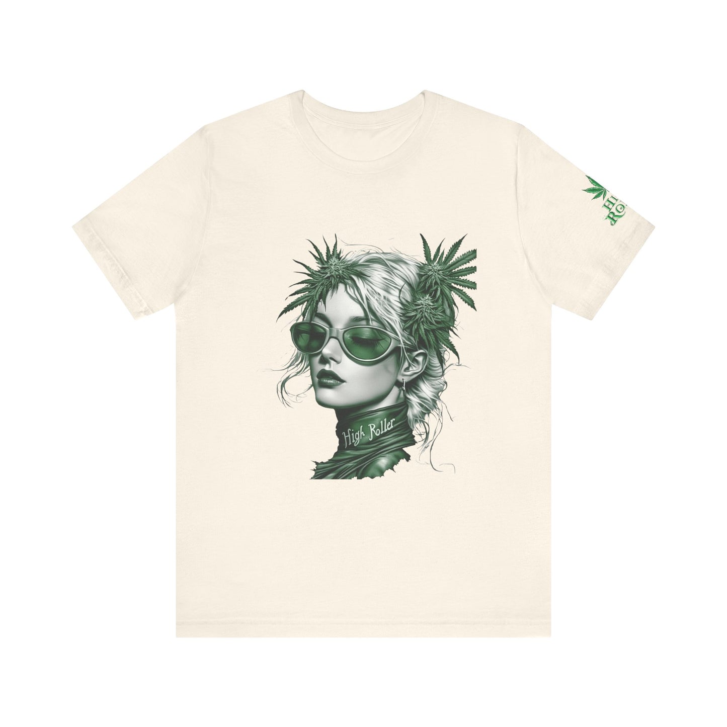 Green Queen T-Shirt - Premium Airlume Cotton Cannabis Crown Portrait Art Tee