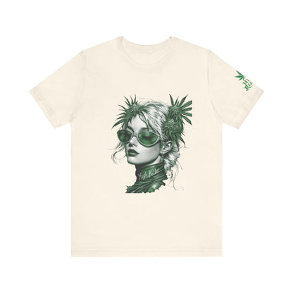 Green Queen T-Shirt - Premium Airlume Cotton Cannabis Crown Portrait Art Tee