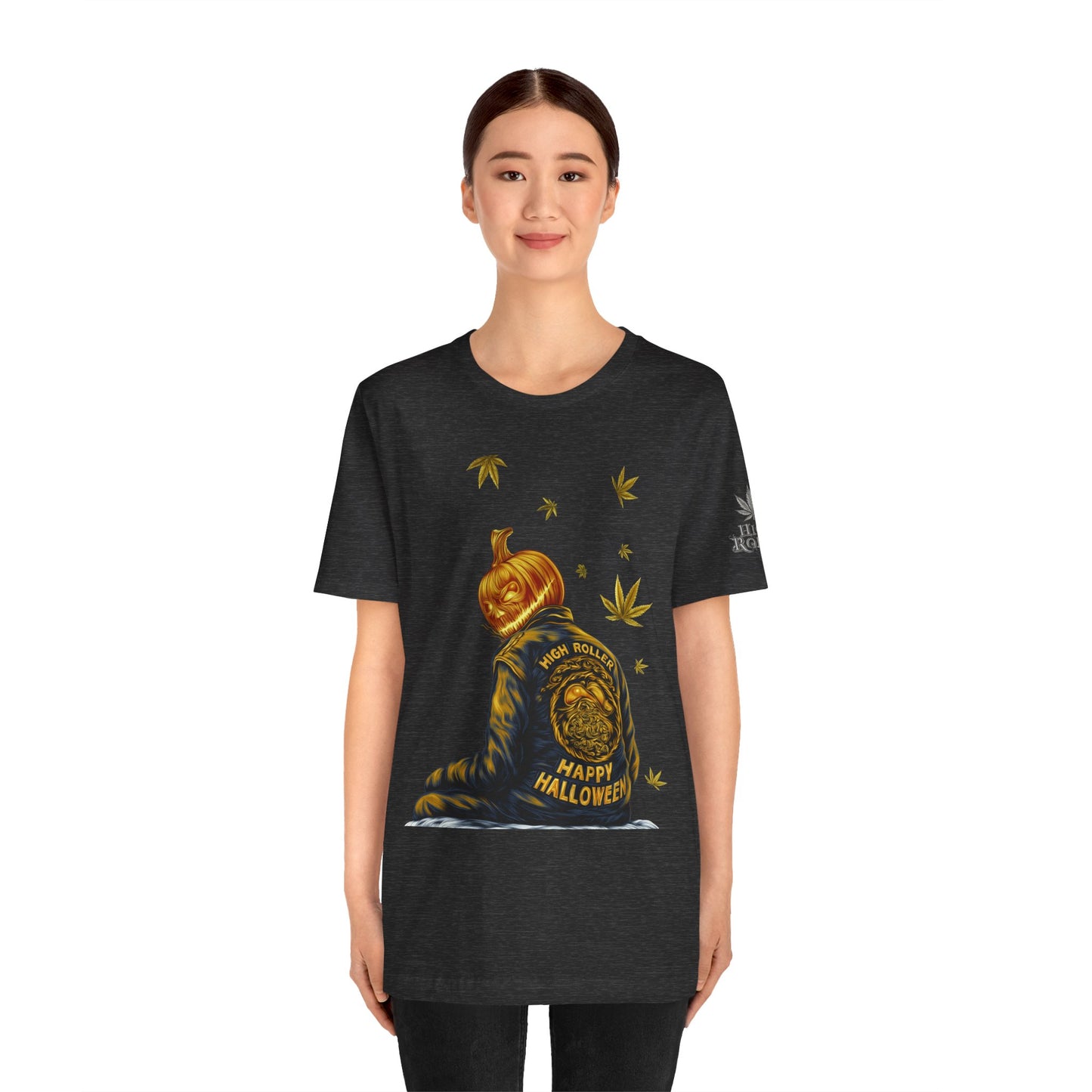 Pumpkin Head HIGH ROLLER Halloween T-Shirt - Premium Cannabis Culture Apparel