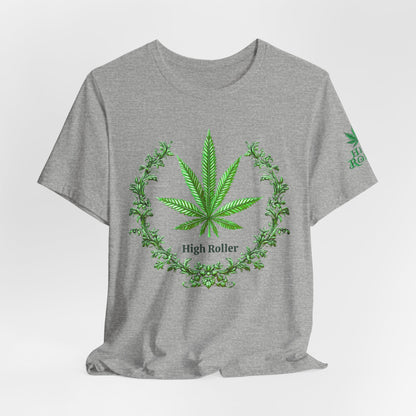 Cannabis Crest Wreath Tee - Botanical Elegance Art Design | High Roller