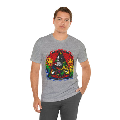 High Roller Sacred Buddha Cannabis T-Shirt - Premium 420 Spiritual Meditation Enlightenment Botanical Artistry Apparel
