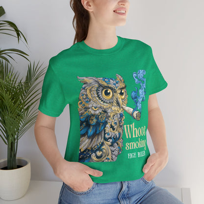 Baroque Owl Tee - Premium Airlume Cotton Cannabis Culture Ornate Bird Art
