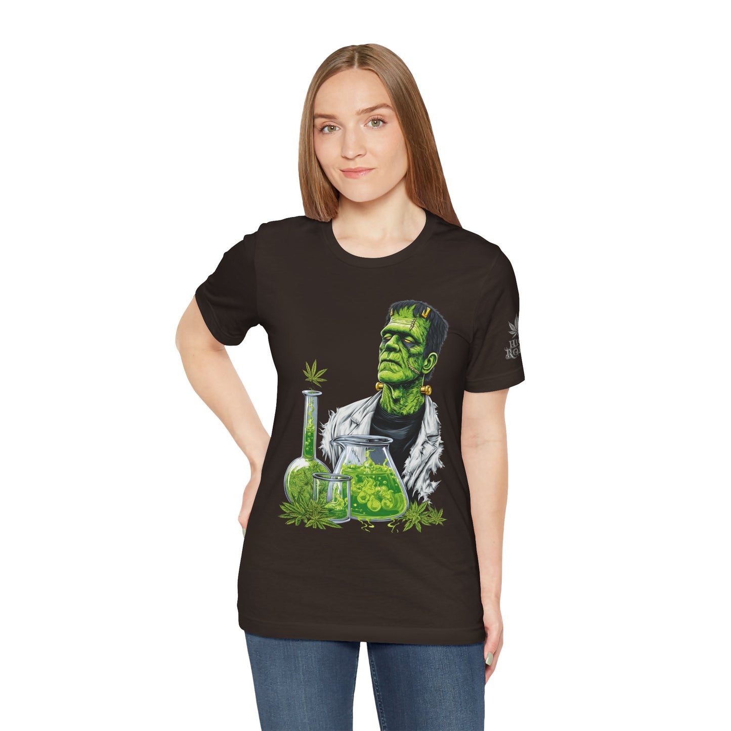 Frankenstein's Laboratory HIGH ROLLER Halloween Cannabis T-Shirt - Premium Monster Scientist 420 Experiment Apparel