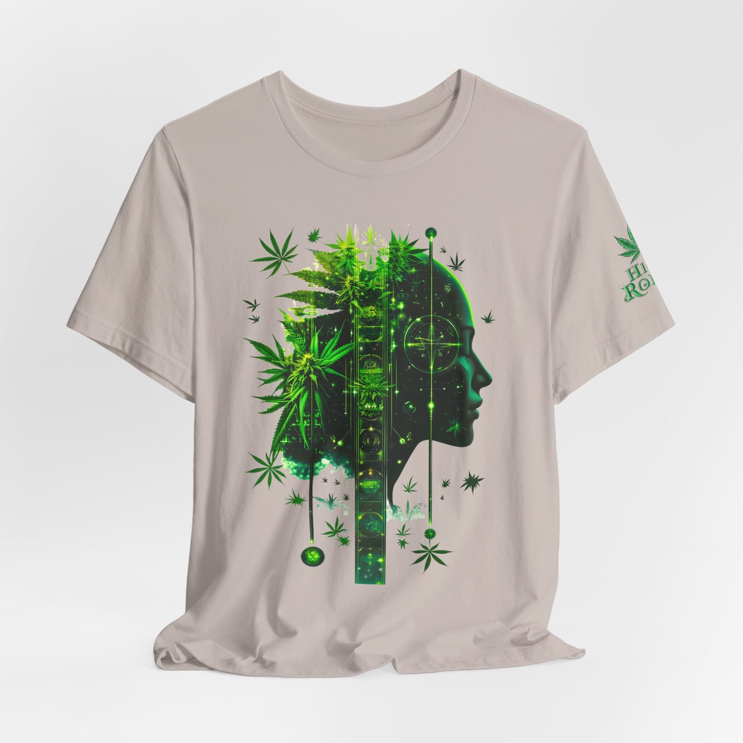 Digital Mind Tee - Premium Airlume Cotton Cannabis Culture Tech Art Matrix Design