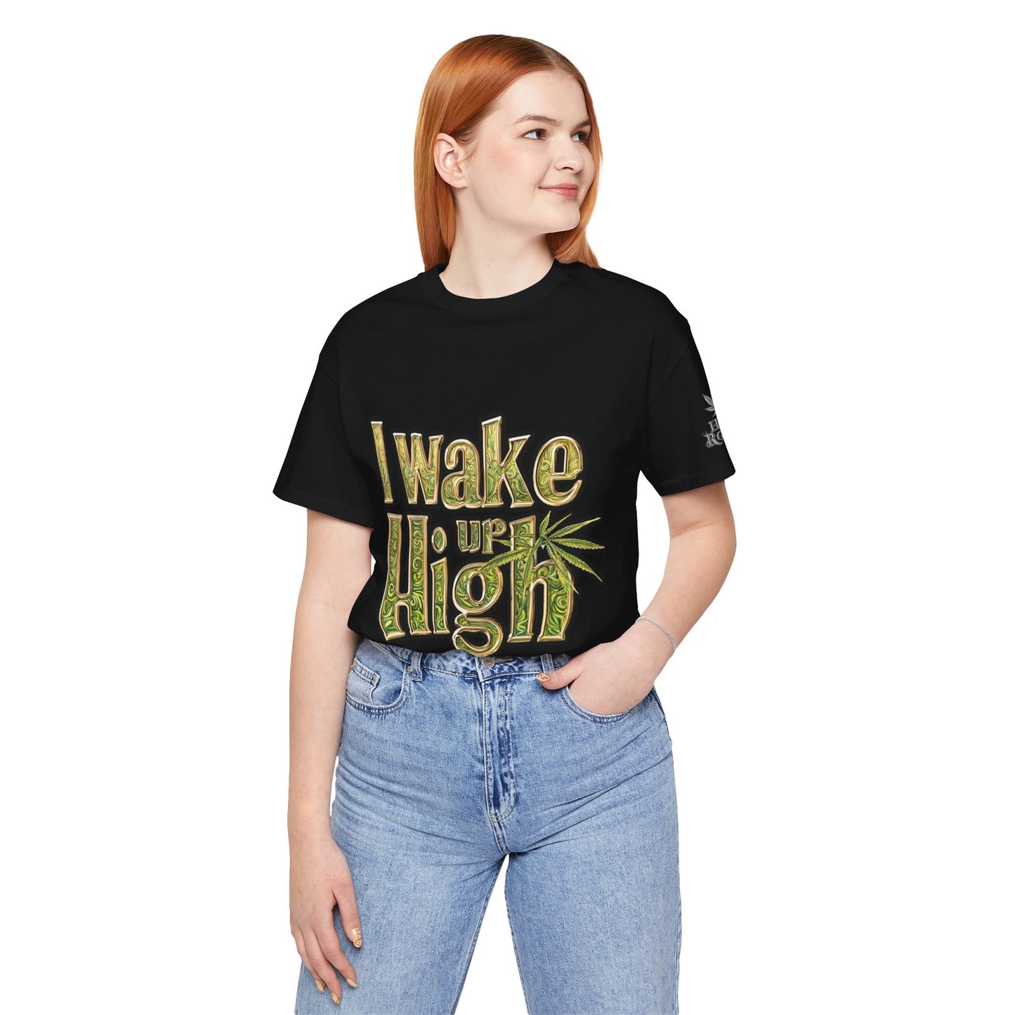 Wake Up High T-Shirt - Premium Airlume Cotton Cannabis Morning Mantra Tee