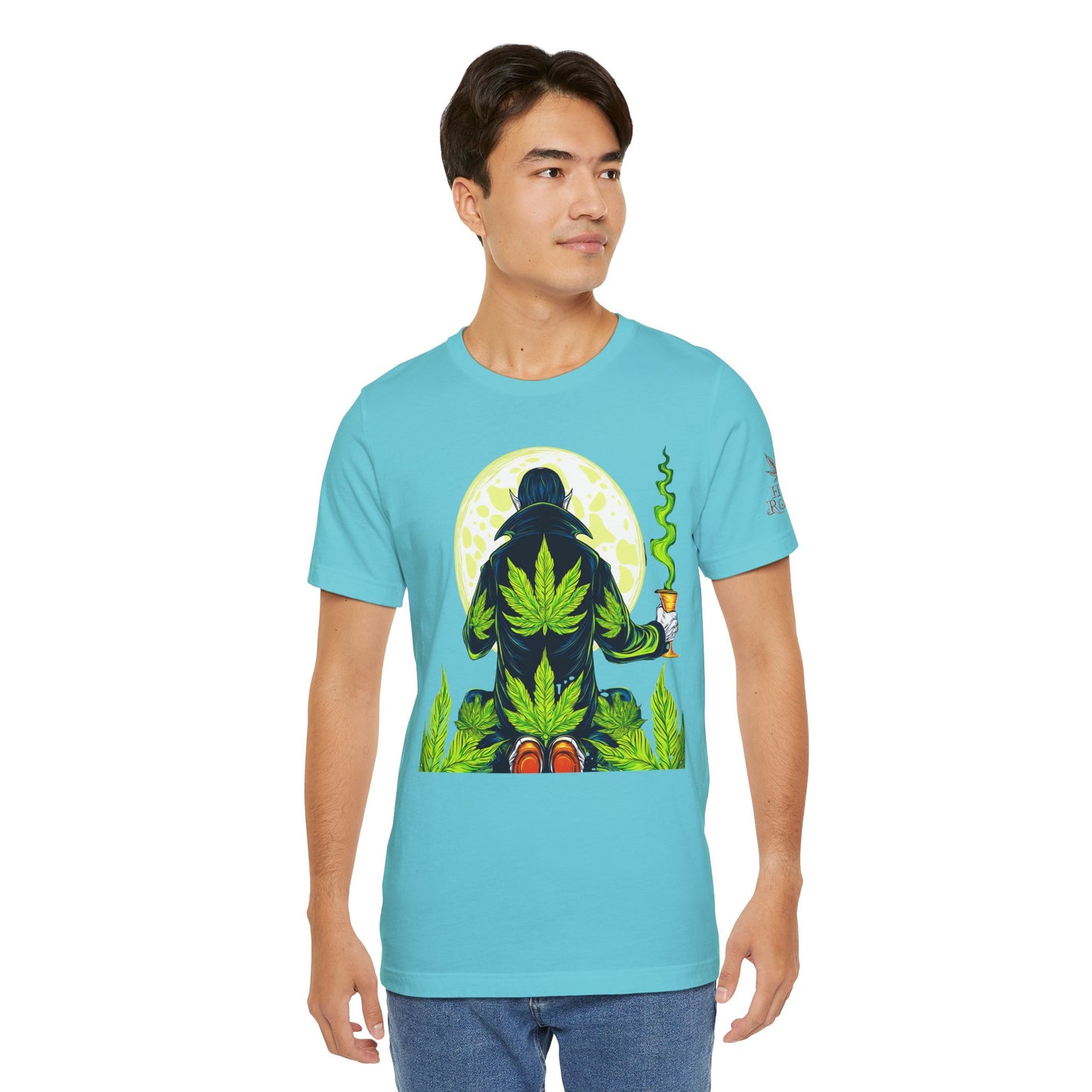 Luxury Gothic Cannabis Vampire T-Shirt - Premium Dark HIGH ROLLER Streetwear - Elevated Nocturnal 420 Fashion