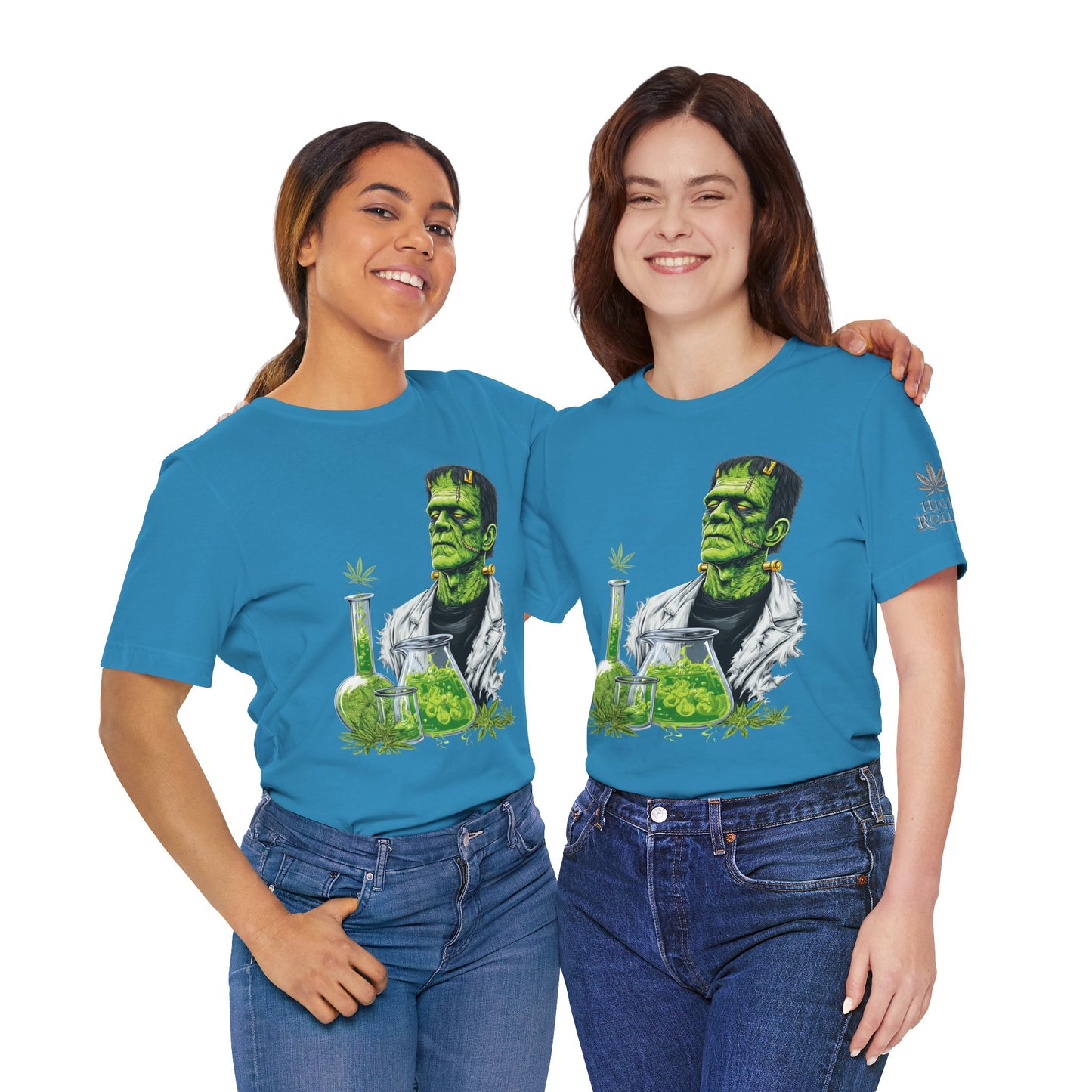 Frankenstein's Laboratory HIGH ROLLER Halloween Cannabis T-Shirt - Premium Monster Scientist 420 Experiment Apparel