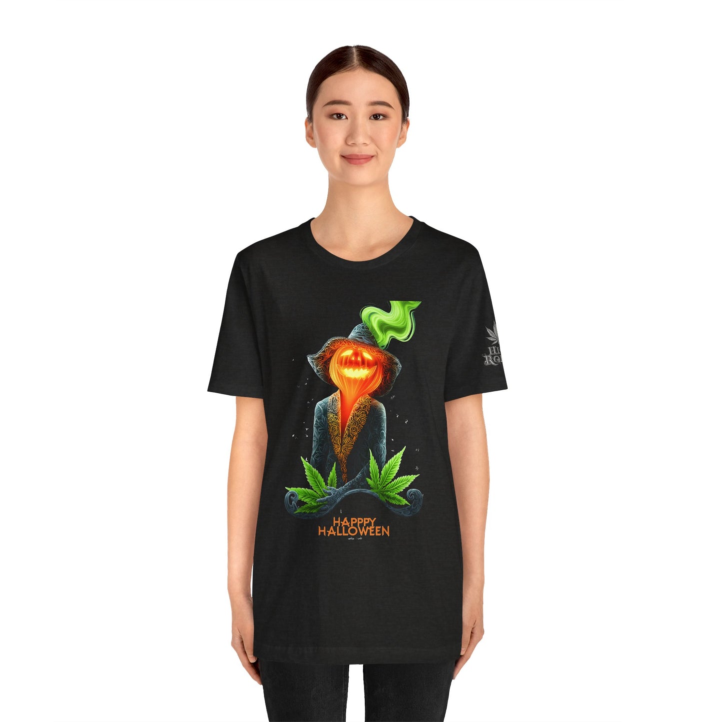 Victorian Pumpkin Gentleman HIGH ROLLER Halloween Cannabis T-Shirt - Premium Jack-o'-Lantern Aristocrat Meditation 420 Apparel