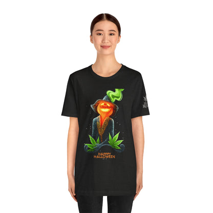 Victorian Pumpkin Gentleman HIGH ROLLER Halloween Cannabis T-Shirt - Premium Jack-o'-Lantern Aristocrat Meditation 420 Apparel