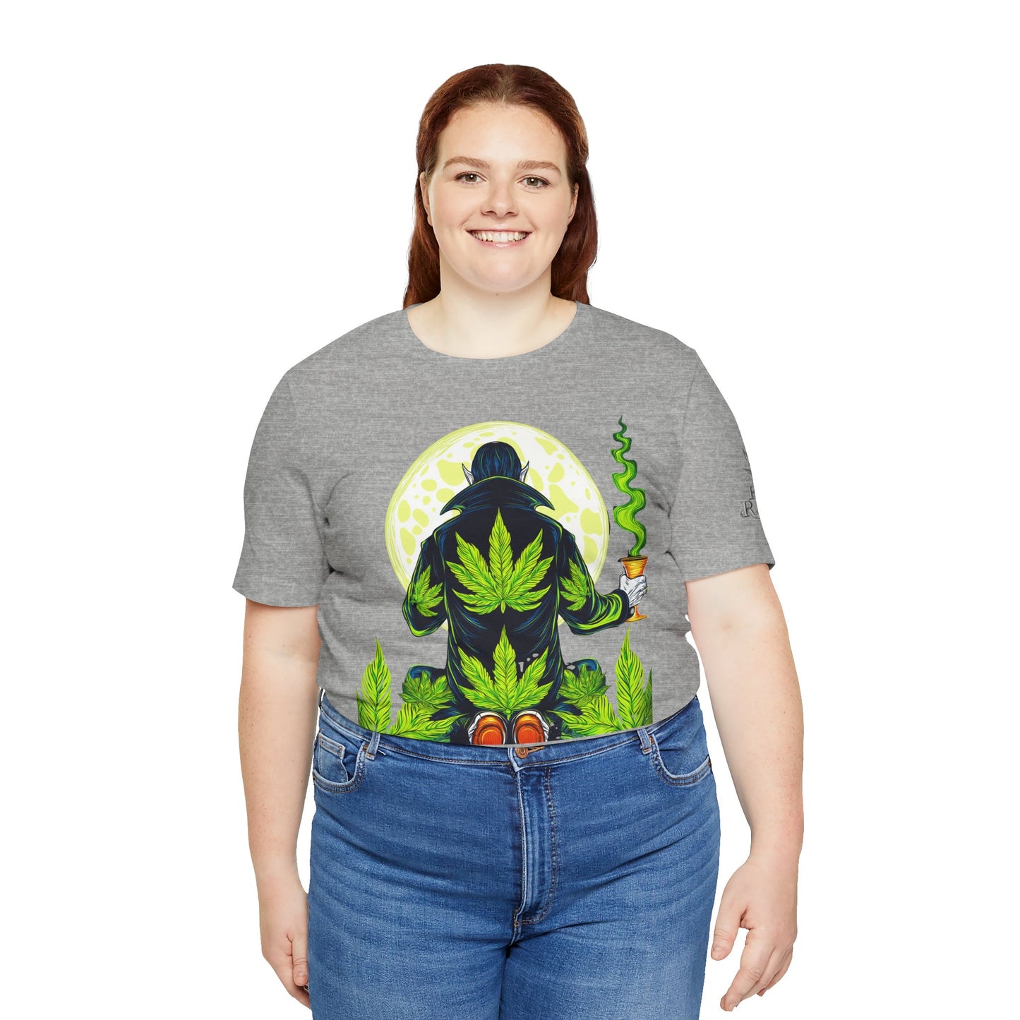 Luxury Gothic Cannabis Vampire T-Shirt - Premium Dark HIGH ROLLER Streetwear - Elevated Nocturnal 420 Fashion