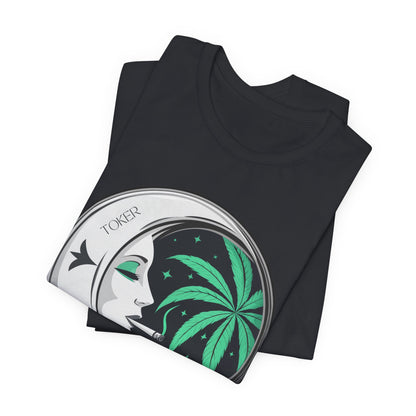 Toker Girl Coin Tee - Vintage Cannabis Portrait Art Design | High Roller