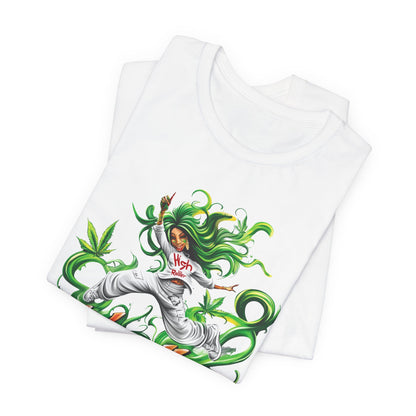 Green Goddess Dance Tee - Premium Airlume Cotton Cannabis Culture Movement Art