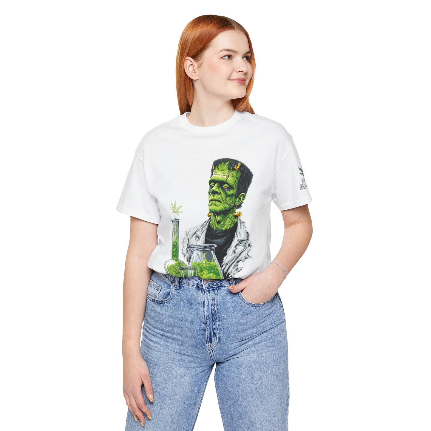 Frankenstein's Laboratory HIGH ROLLER Halloween Cannabis T-Shirt - Premium Monster Scientist 420 Experiment Apparel