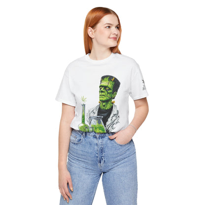 Frankenstein's Laboratory HIGH ROLLER Halloween Cannabis T-Shirt - Premium Monster Scientist 420 Experiment Apparel