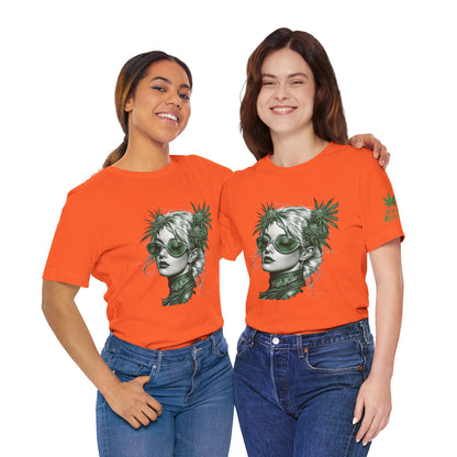 Green Queen T-Shirt - Premium Airlume Cotton Cannabis Crown Portrait Art Tee