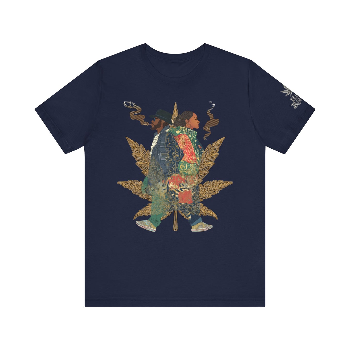 High Roller Back to Back Cannabis T-Shirt - Premium 420 Hip-Hop Duo Golden Leaf Street Culture Partnership Unity Apparel