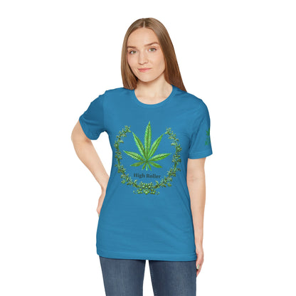 Cannabis Crest Wreath Tee - Botanical Elegance Art Design | High Roller