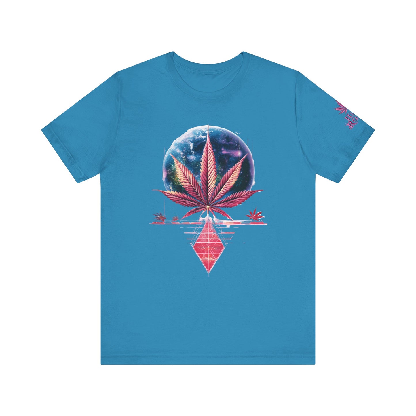 Cosmic Paradise Tee - Premium Airlume Cotton Cannabis Culture Vaporwave Tropical Art
