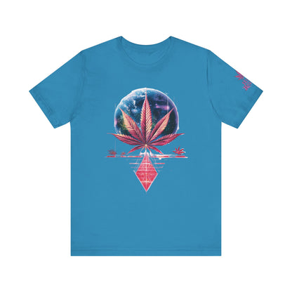 Cosmic Paradise Tee - Premium Airlume Cotton Cannabis Culture Vaporwave Tropical Art