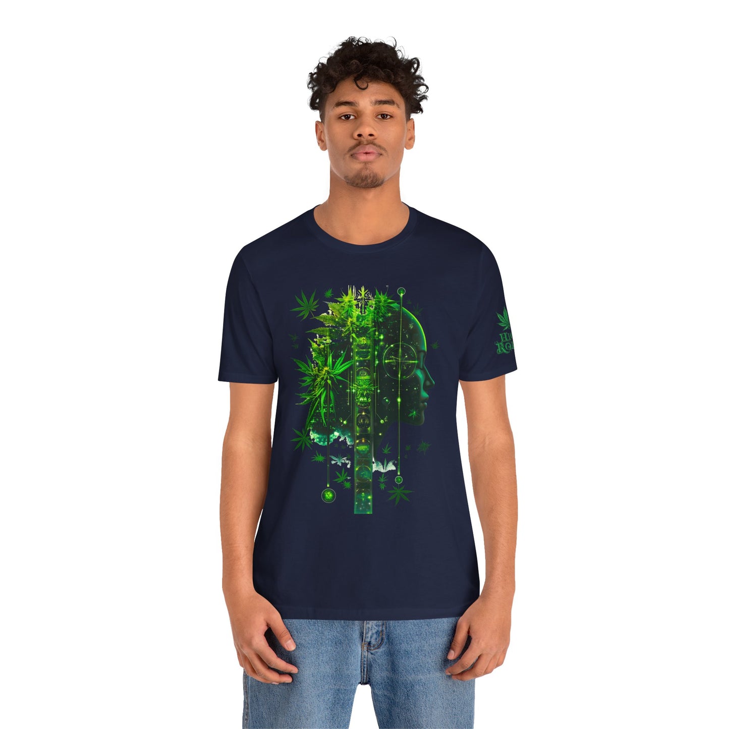 Digital Mind Tee - Premium Airlume Cotton Cannabis Culture Tech Art Matrix Design