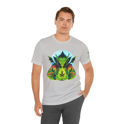 Mystic Dragon Guardian Cannabis Meditation T-Shirt - Premium Psychedelic 420 Apparel