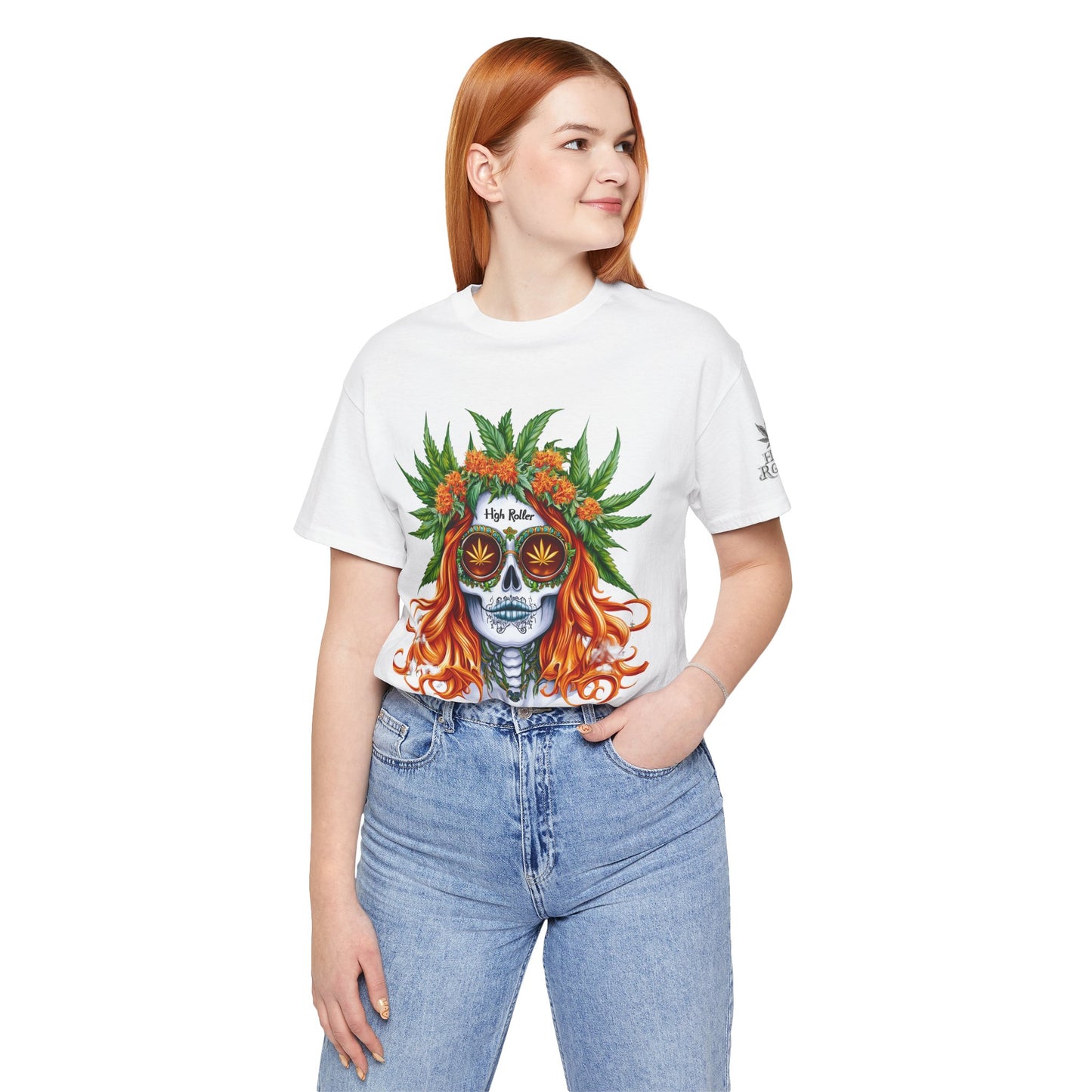 Sugar Skull Cannabis Tee - Day of Dead Art Design | High Roller