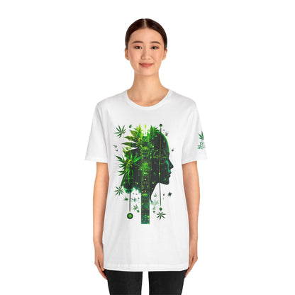 Digital Mind Tee - Premium Airlume Cotton Cannabis Culture Tech Art Matrix Design