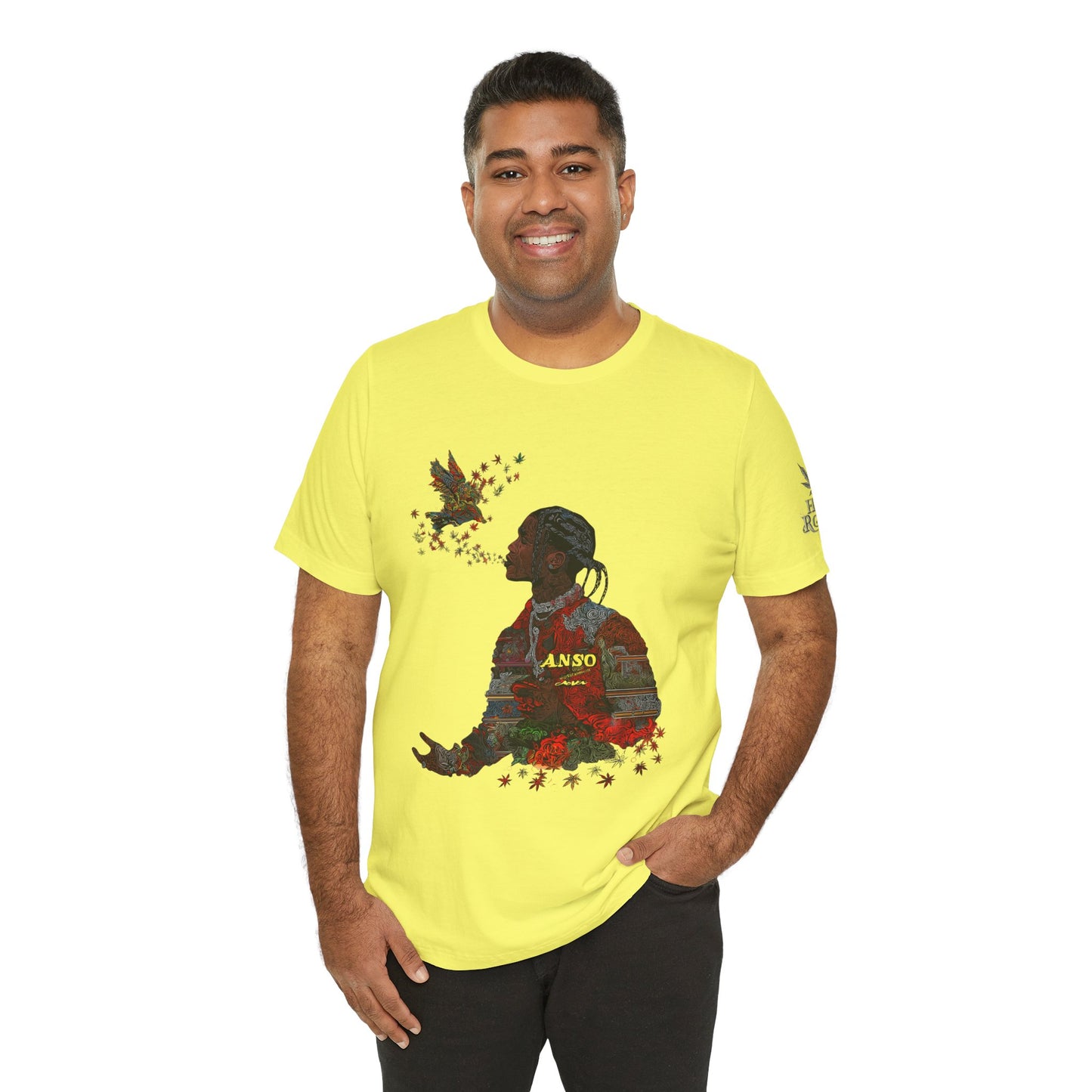 High Roller ANSO Freedom Eagle Cannabis T-Shirt - Premium 420 Artistic Double Exposure Urban Culture Liberation Apparel