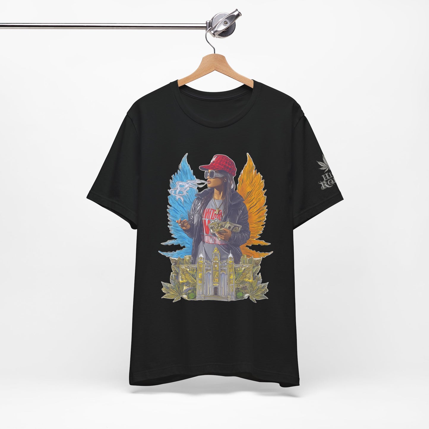 High Roller Golden Wings Money Cannabis T-Shirt - Premium 420 Hip-Hop Angel Street Culture Success Lifestyle Apparel