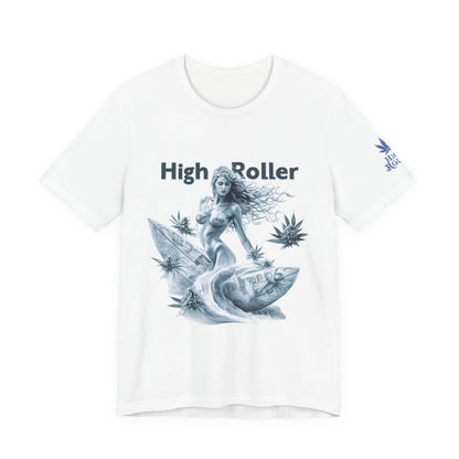 Chrome Wave Goddess Tee - Premium Airlume Cotton Cannabis Culture Surf Art
