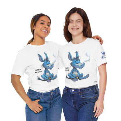 Blue Donkey Tee - Premium Airlume Cotton Cannabis Culture Humor Cartoon Art