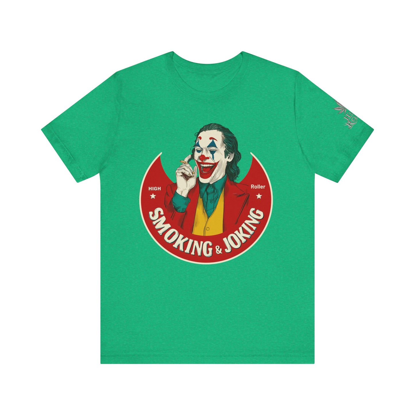 High Roller Villain T-Shirt - Premium Airlume Cotton Cannabis Joker Badge Art Tee