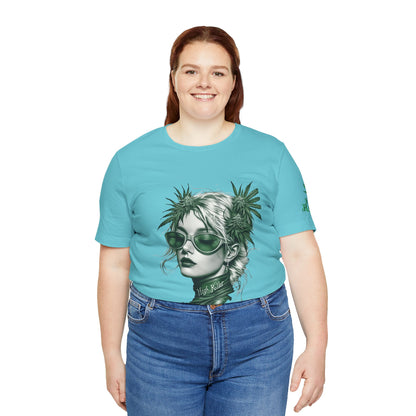Green Queen T-Shirt - Premium Airlume Cotton Cannabis Crown Portrait Art Tee