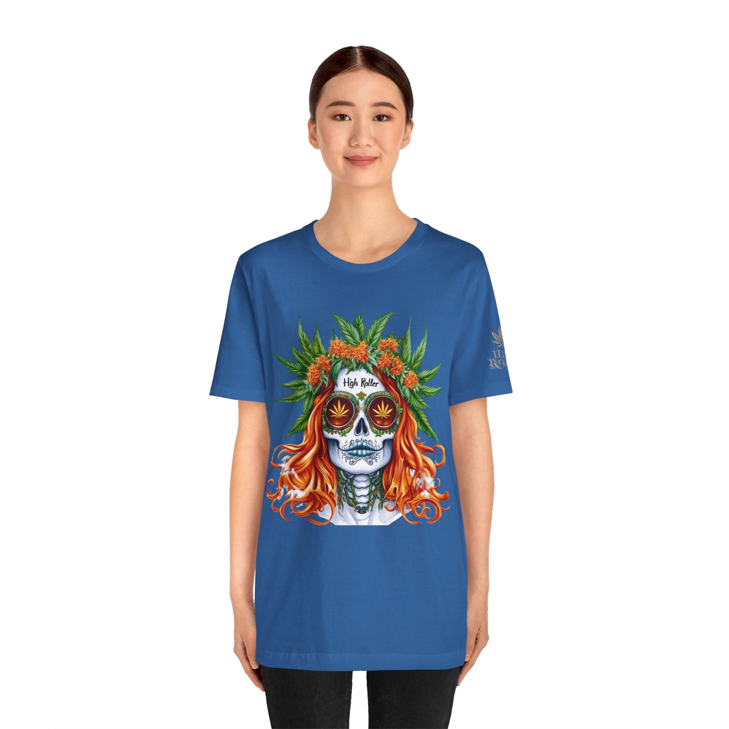 Sugar Skull Goddess Tee - Premium Airlume Cotton Cannabis Culture Day of Dead Art