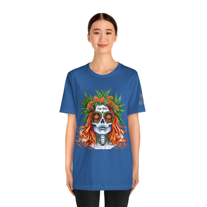Sugar Skull Goddess Tee - Premium Airlume Cotton Cannabis Culture Day of Dead Art