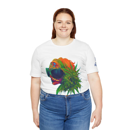 Psychedelic Cannabis Skull Tee - Neon Profile Art Design | High Roller