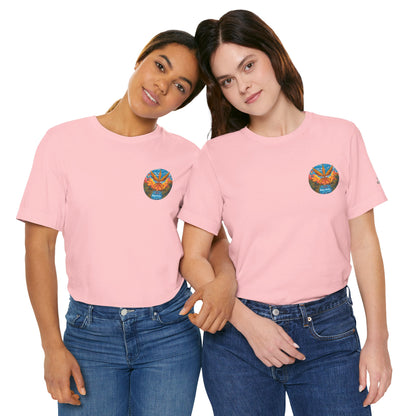 Cannabis Paradise Circle Tee - Tropical Sunset Art Design | High Roller