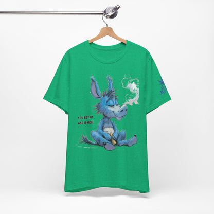 Blue Donkey Tee - Premium Airlume Cotton Cannabis Culture Humor Cartoon Art