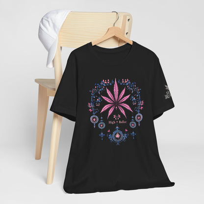 Bohemian Cannabis Mandala Tee - Floral Folk Art Design | High Roller