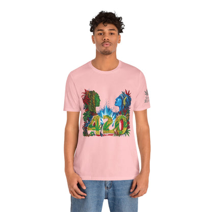 420 Celebration Premium Cannabis Culture T-Shirt - Dual Profile Art With Nature Elements And Bold 420 Typography