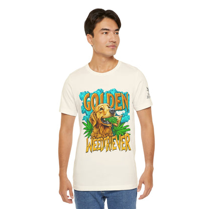 High Roller Golden Weedtriever Cannabis T-Shirt - Premium 420 Dog Lover Humor Golden Retriever Pun Comedy Pet Culture Apparel