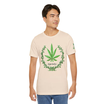 Cannabis Crest Wreath Tee - Botanical Elegance Art Design | High Roller