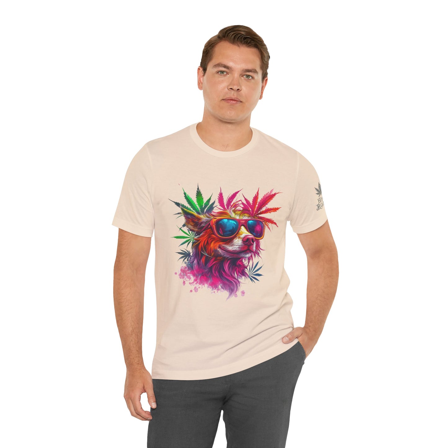 Spectrum Pup Tee - Premium Airlume Cotton Cannabis Culture Psychedelic Dog Art