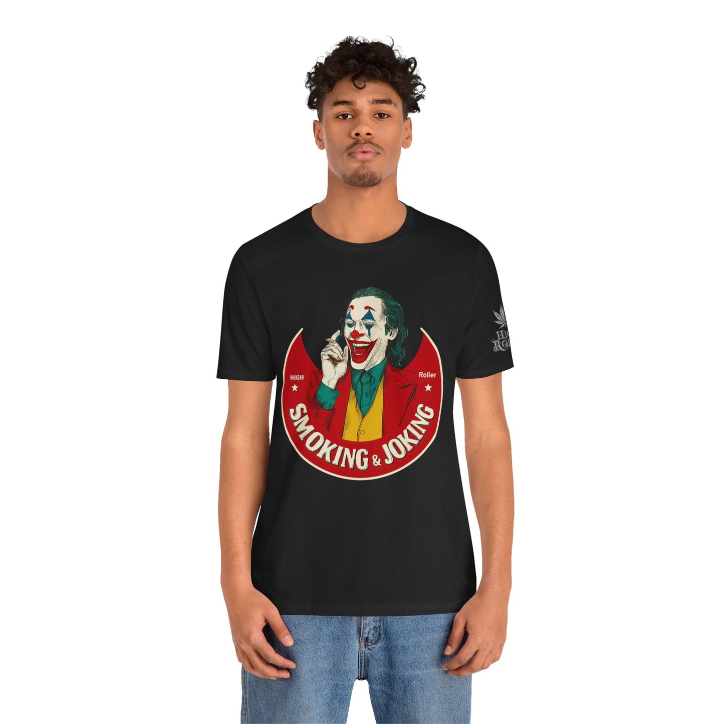 High Roller Villain T-Shirt - Premium Airlume Cotton Cannabis Joker Badge Art Tee