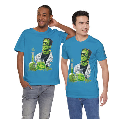 Frankenstein's Laboratory HIGH ROLLER Halloween Cannabis T-Shirt - Premium Monster Scientist 420 Experiment Apparel